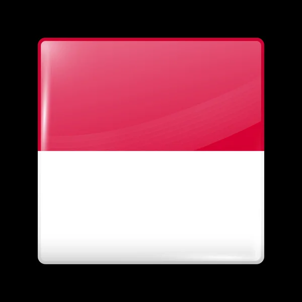 Flag of Indonesia. Glassy Icon Square Shape — Stock Vector