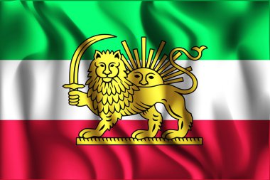 Variant Flag of Iran with Lion and Sun Emblem. Rectangular Shape