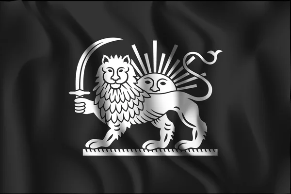 Variante Bandiera dell'Iran con Leone ed Emblema del Sole. Forma rettangolare — Vettoriale Stock