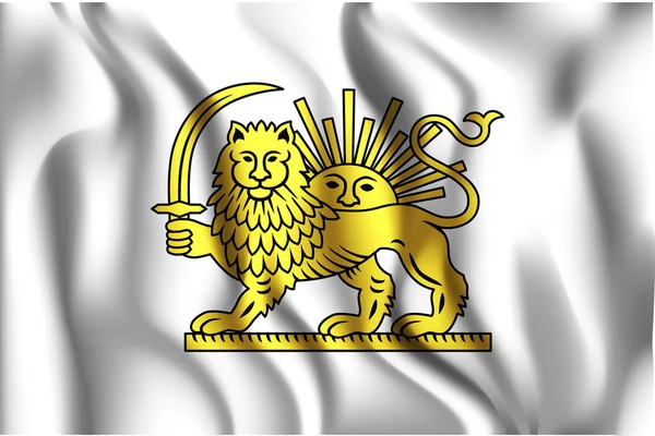 Variante Drapeau de l'Iran avec emblème du lion et du soleil. Forme rectangulaire — Image vectorielle