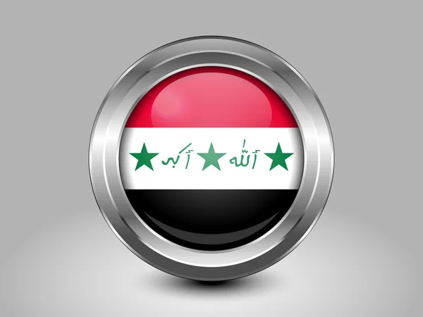 Old Version of Flag of Iraq. Metal Round Icon — Διανυσματικό Αρχείο