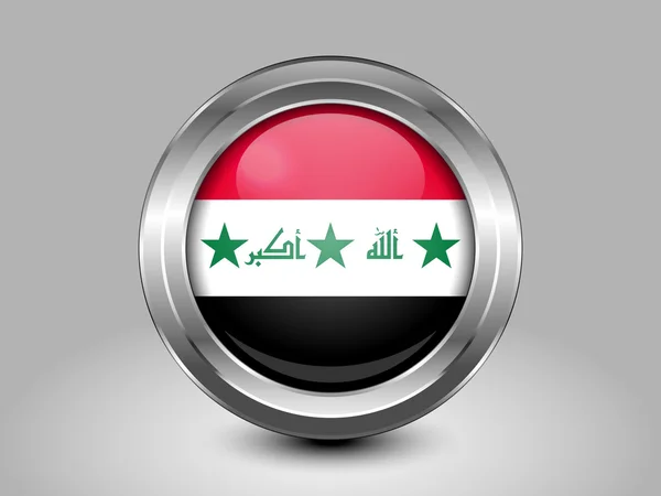 Old Version of Flag of Iraq. Metal Round Icon — Stok Vektör