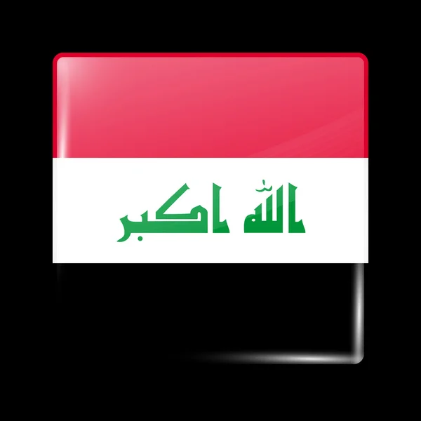 Bandera de Irak. Icono vidrioso forma cuadrada . — Vector de stock