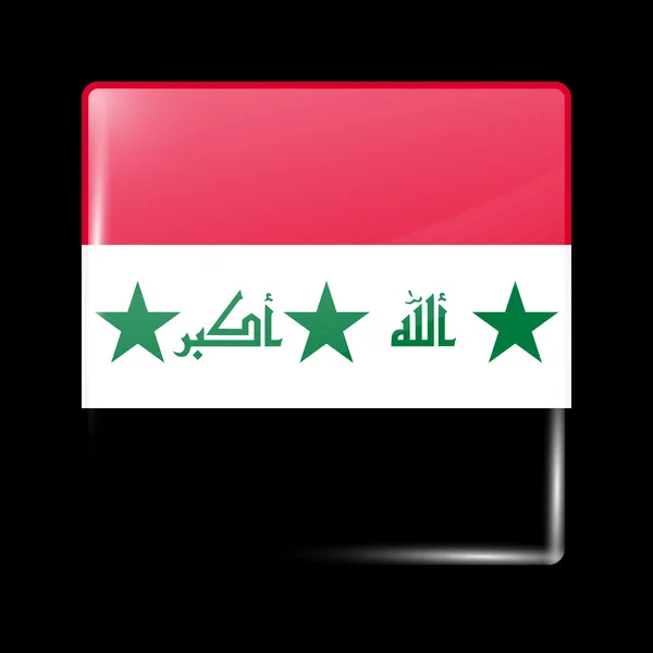 イラクの国旗のバージョンが古い。ガラスのアイコン四角の図形 — ストックベクタ