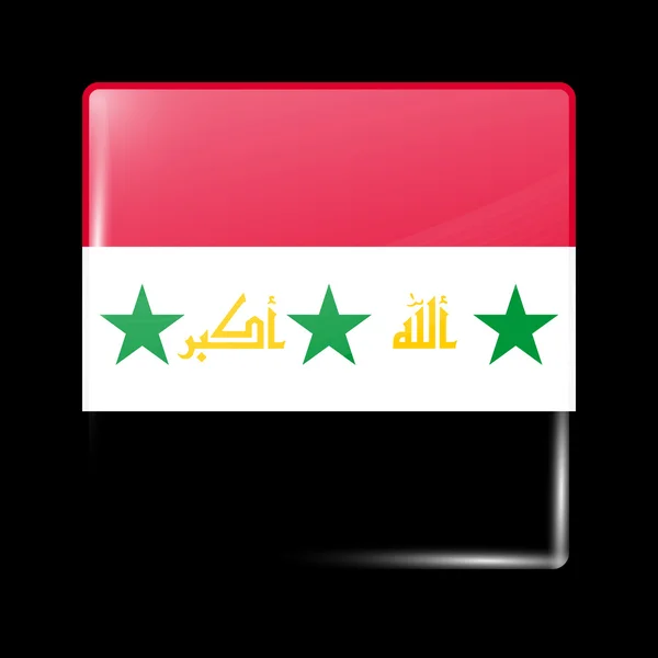 イラクの国旗を提案。ガラスのアイコン四角の図形 — ストックベクタ