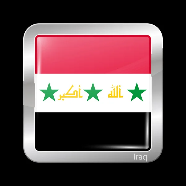 Voorgestelde vlag van Irak. Metallic pictogram Square Shape — Stockvector