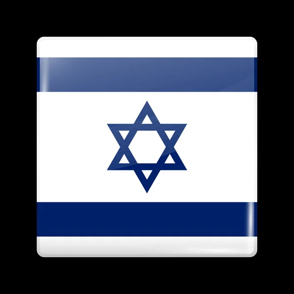 Bandeira de Israel. Forma quadrada de ícone vítreo — Vetor de Stock