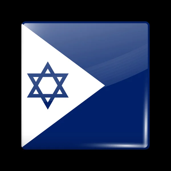 Israel Variante Bandeira. Forma quadrada de ícone vítreo —  Vetores de Stock