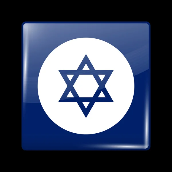 Israel Variant Flag. Glassy Icon Square Shape — Stock Vector