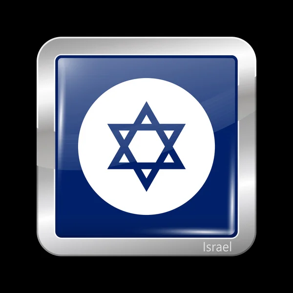 Wariant flaga Izraela. Kształt metalowe ikona kwadrat — Wektor stockowy