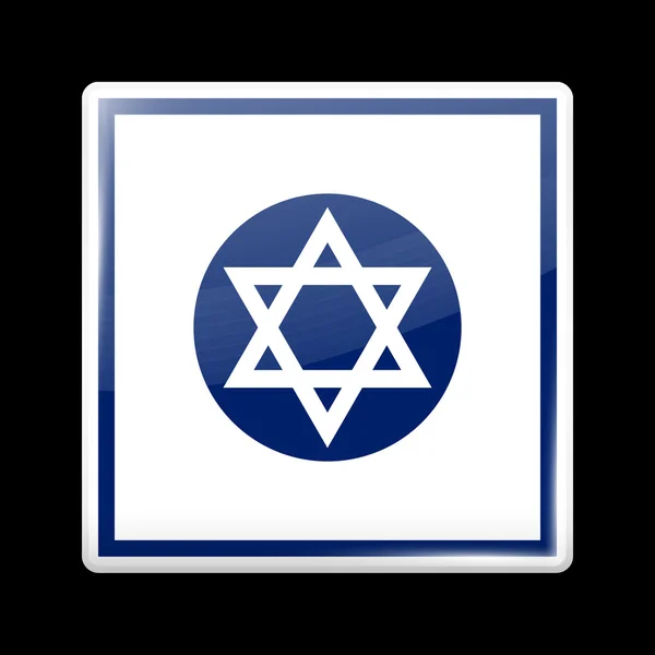 Izrael Variant zászló. Üveges ikon-négyzet alakú — Stock Vector