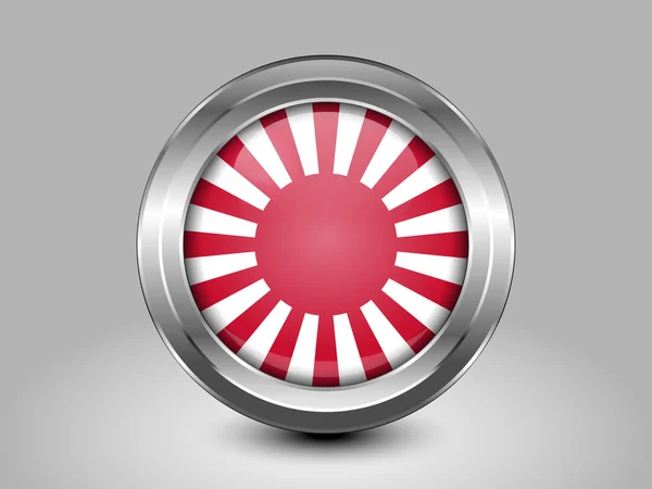 Flag of Japan. Metal Round Icon — Stock Vector