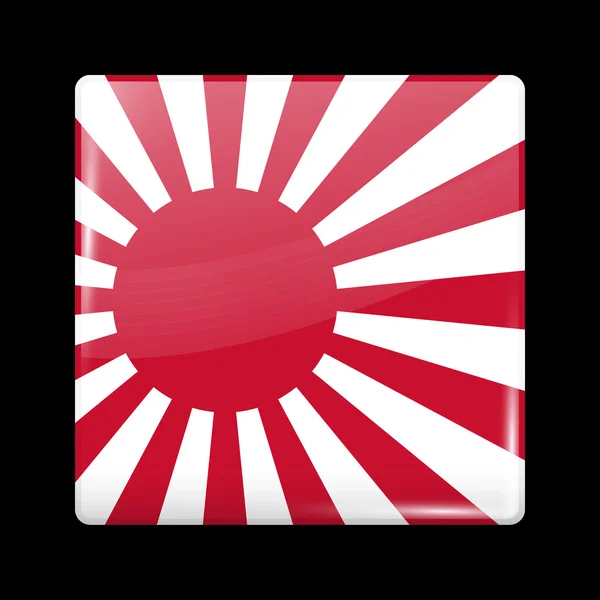 Flagge Japans. glasige Ikone quadratische Form — Stockvektor