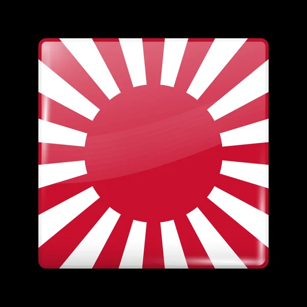 Bandera de Japón. Icono vidrioso forma cuadrada — Vector de stock