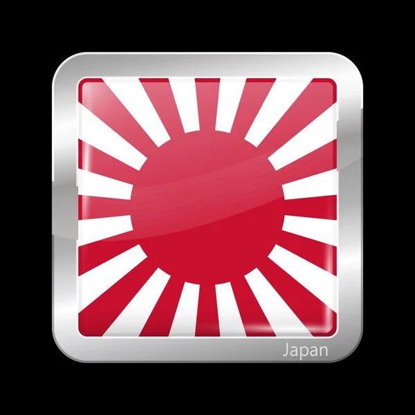 Flagge Japans. metallische Symbolform quadratisch — Stockvektor