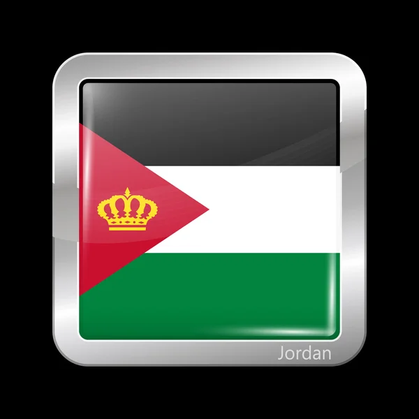 Bandera Jordan Variant. Icono metálico Forma cuadrada — Vector de stock