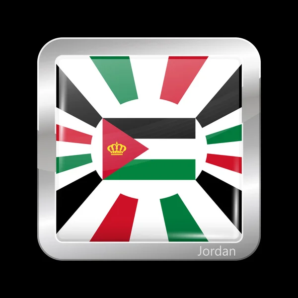 Bandera Jordan Variant. Icono metálico Forma cuadrada — Vector de stock