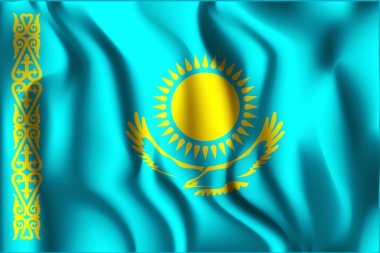 Kazakistan bayrağı. Dikdörtgen şeklinde simgesi