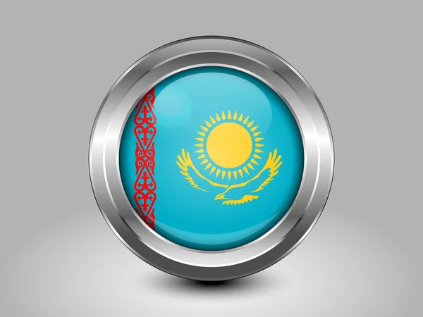 Bandera variante de Kazajstán. Icono redondo de metal — Archivo Imágenes Vectoriales