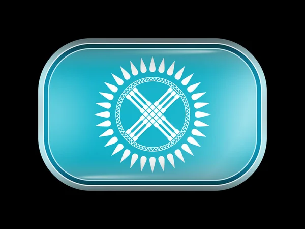Kazašská vlajka. Obdélníkový tvar se zaoblenými rohy — Stockový vektor