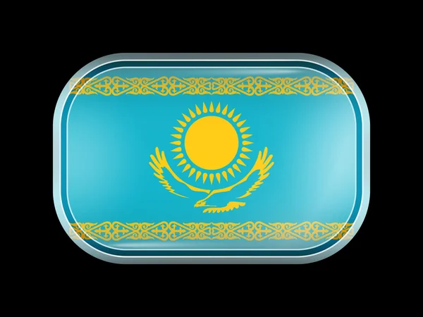 Bandera de Kazajstán. Forma rectangular con esquinas redondeadas — Vector de stock
