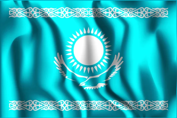 Παραλλαγή σημαία του Καζακστάν. Ορθογώνιο σχήμα εικονίδιο — Διανυσματικό Αρχείο