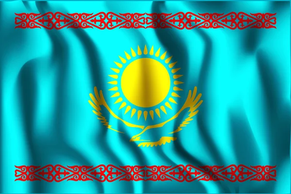 Kasachstan-Flagge. Ikone rechteckiger Form — Stockvektor