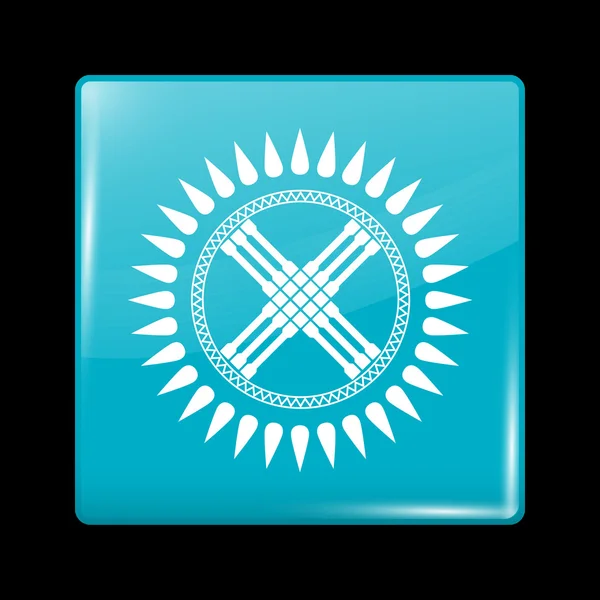 카자흐스탄 변형 플래그입니다. 유리 아이콘 사각형 모양 — 스톡 벡터