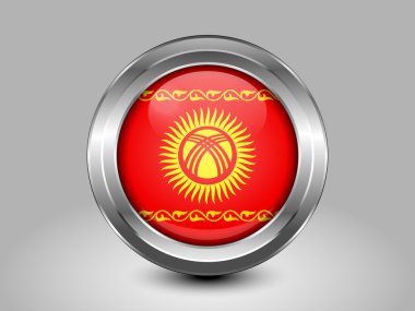 Kyrgyzstan Possible Variant Flag. Metal Round Icon