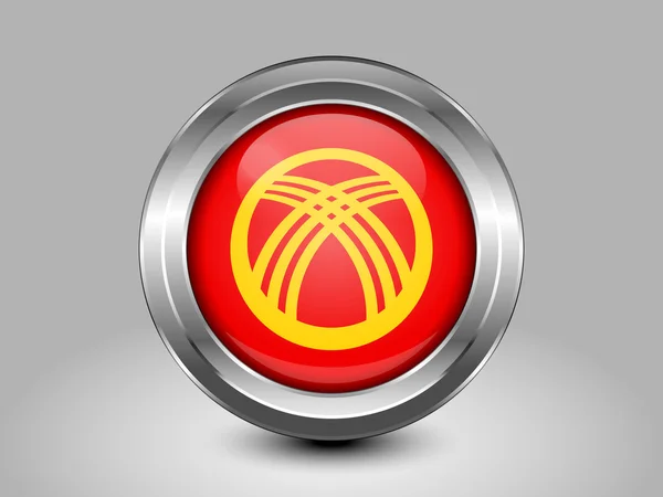 Kyrgyzstan Variant Flag. Metal Round Icon — Stok Vektör