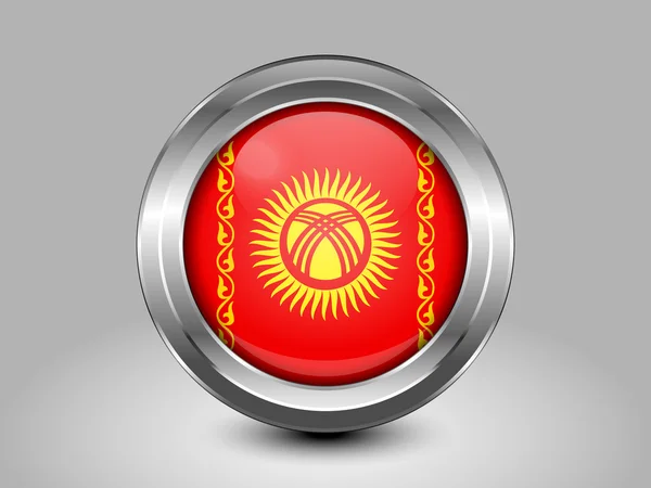 Kyrgyzstan Possible Variant Flag. Metal Round Icon — Stock Vector
