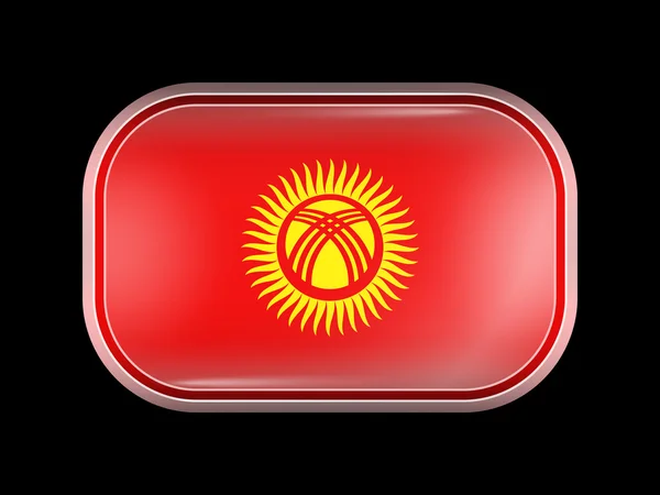 Kyrgyzstan Variant Flag. Rectangular Shape with Rounded Corners — Διανυσματικό Αρχείο