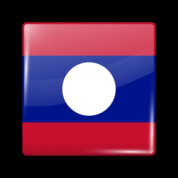 Σημαία του Λάος. Υαλώδη εικονίδιο τετράγωνο σχήμα — Διανυσματικό Αρχείο
