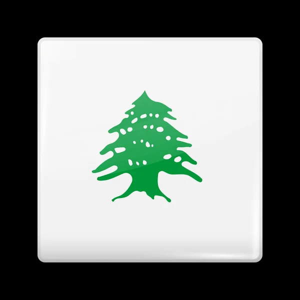 Flag of Lebanon. Glassy Icon Square Shape. This is File from the — Stock Vector