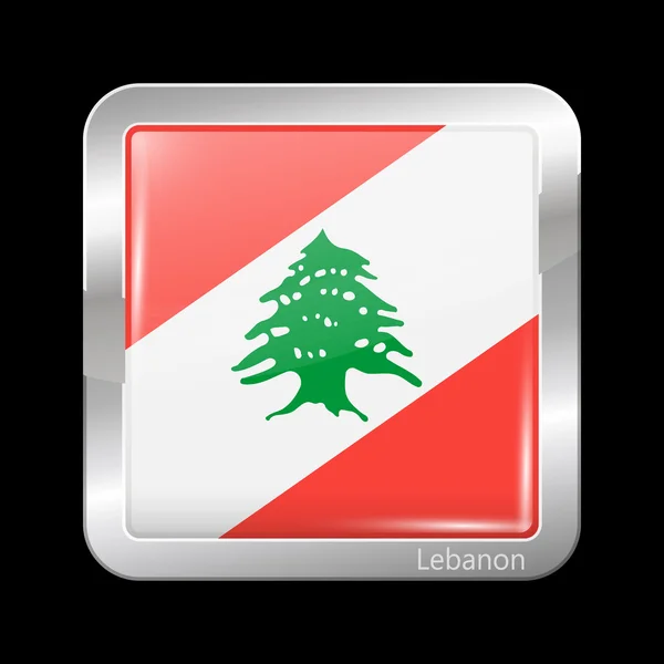 Прапор Лівану. Металеві значок квадратну форму. Це файл з т — стоковий вектор