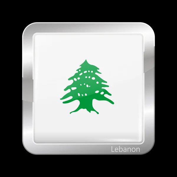 レバノンの旗。金属アイコンの正方形。これは t からファイルです。 — ストックベクタ