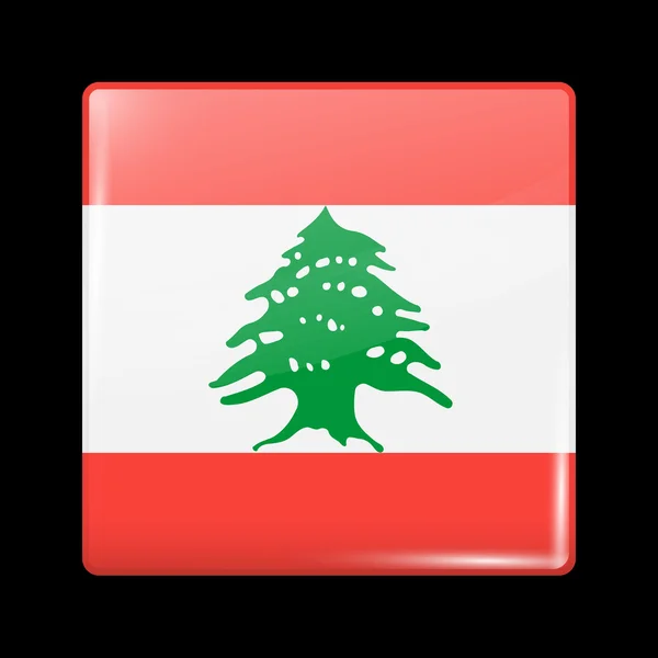 Flag of Lebanon. Glassy Icon Square Shape. This is File from the — Stock Vector