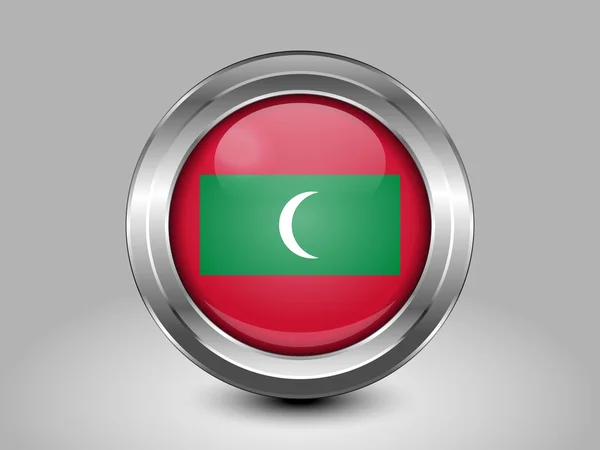 Vlajka Malediv. Kovové kulaté ikona — Stockový vektor