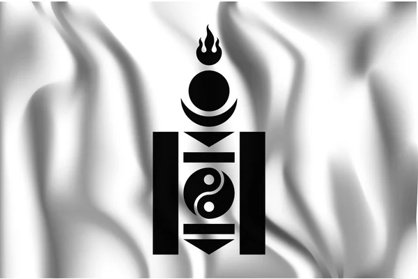 Mongolischer Sojombo in schwarz-weiß. Ikone rechteckiger Form — Stockvektor