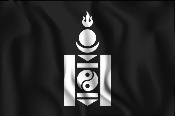 Mongoolse Soyombo in zwart-wit. Rechthoekige vorm pictogram — Stockvector