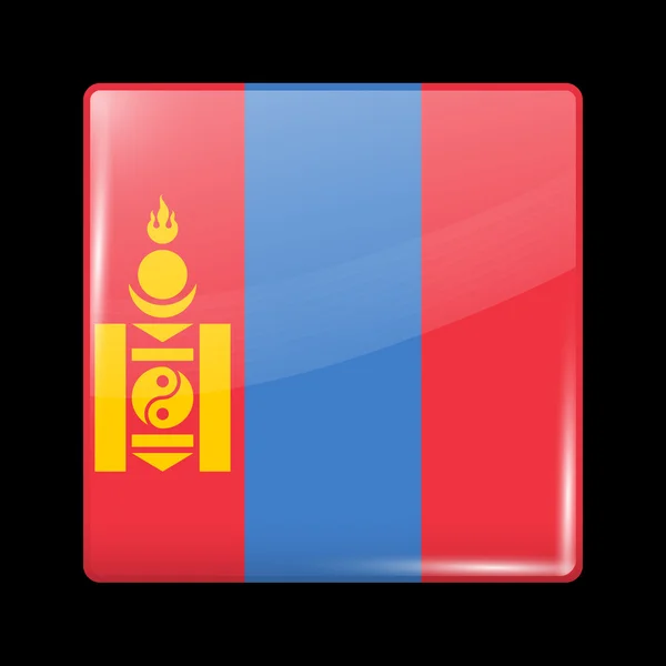 Флаг Монголии. Glassy Icon Square Shake — стоковый вектор