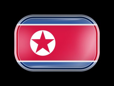 Kuzey Kore bayrağı. Köşeleri yuvarlatılmış dikdörtgen şeklinde