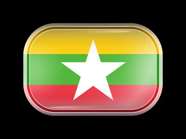 Bandeira de Myanmar. Forma retangular com cantos arredondados — Vetor de Stock