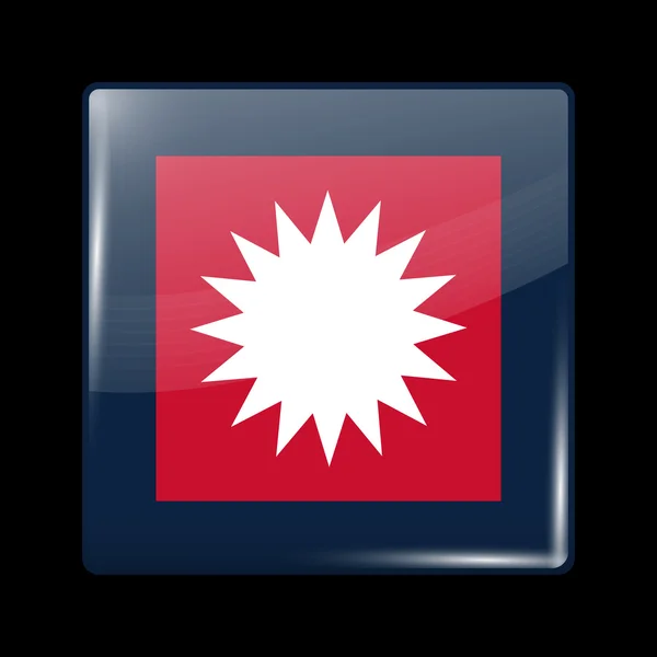 Drapeau Népal Variante. Forme carrée d'icône vitreuse — Image vectorielle