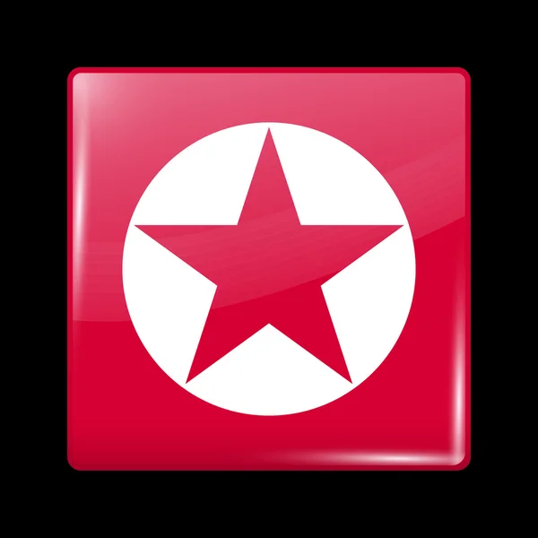 Corée du Nord Variante Drapeau. Forme carrée d'icône vitreuse — Image vectorielle