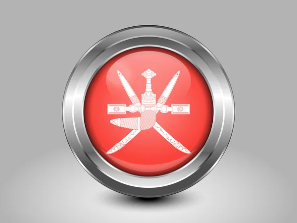Státní znak Ománu. Kovové kulaté ikona — Stockový vektor