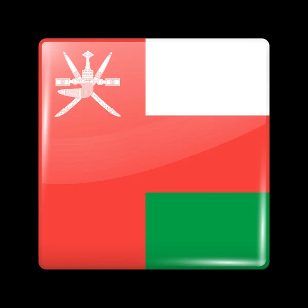 Flag of Oman. Glassy Icon Square Shape — Stock Vector