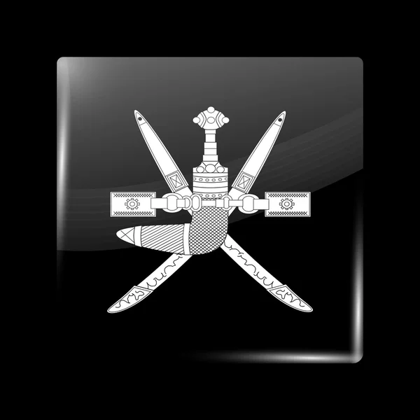 Emblema de Omã. Forma quadrada de ícone vítreo — Vetor de Stock