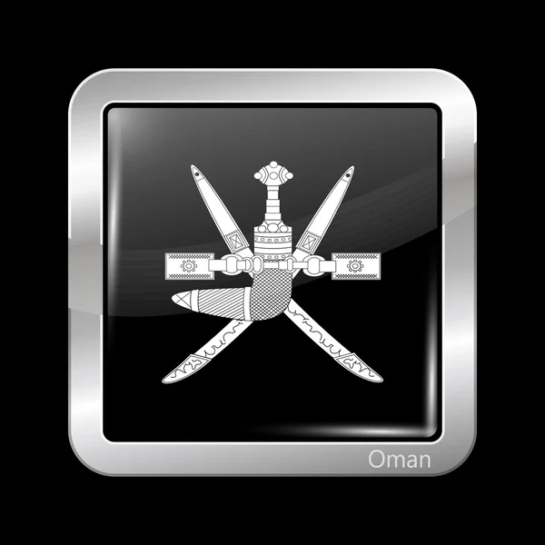 Emblema de Omán. Icono metálico Forma cuadrada — Vector de stock