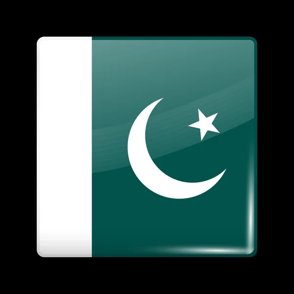 Flagge Pakistans. glasige Ikone quadratische Form — Stockvektor